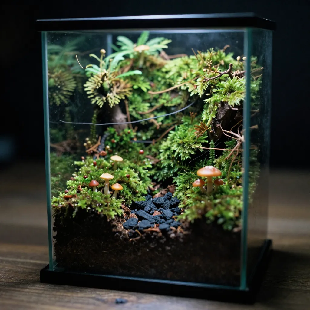 Terrarium met verschillende plantensoorten