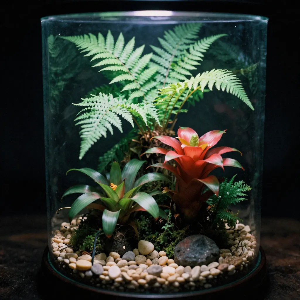 Terrarium in verschillende ontwikkelingsstadia